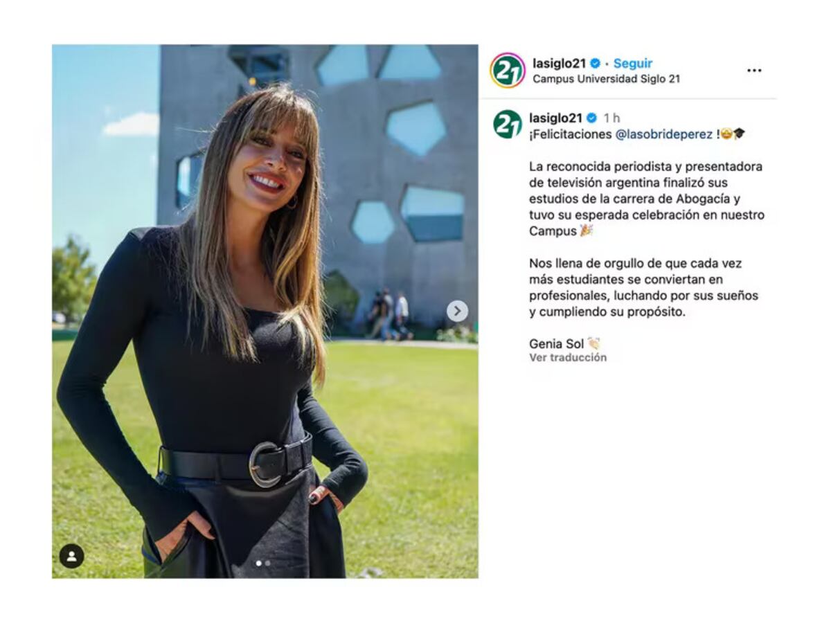 Se recibió Sol Pérez. / Instagram