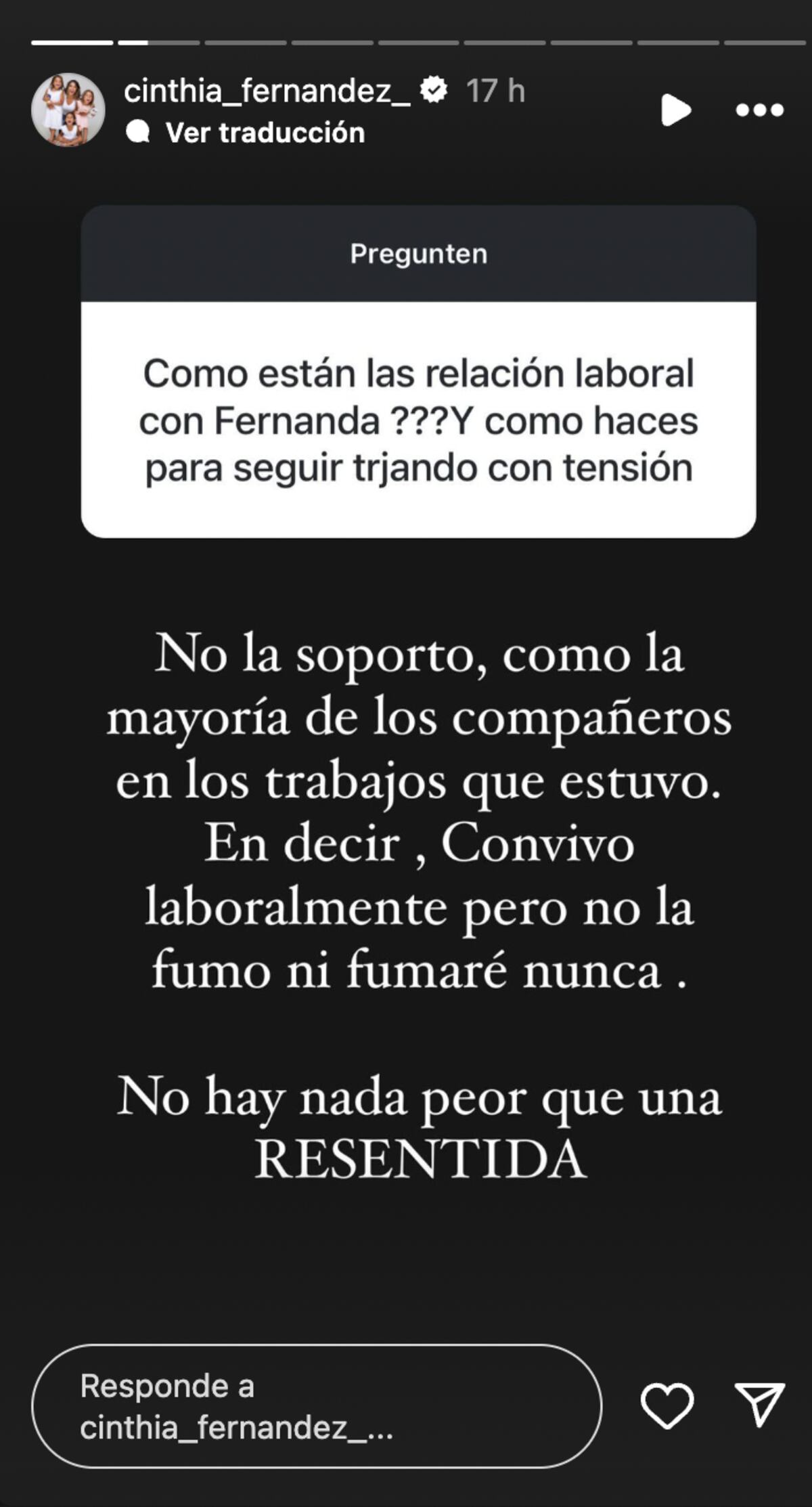 Cinthia Fernández, sobre su relación con Fernanda Iglesias. (Foto: captura de pantalla)