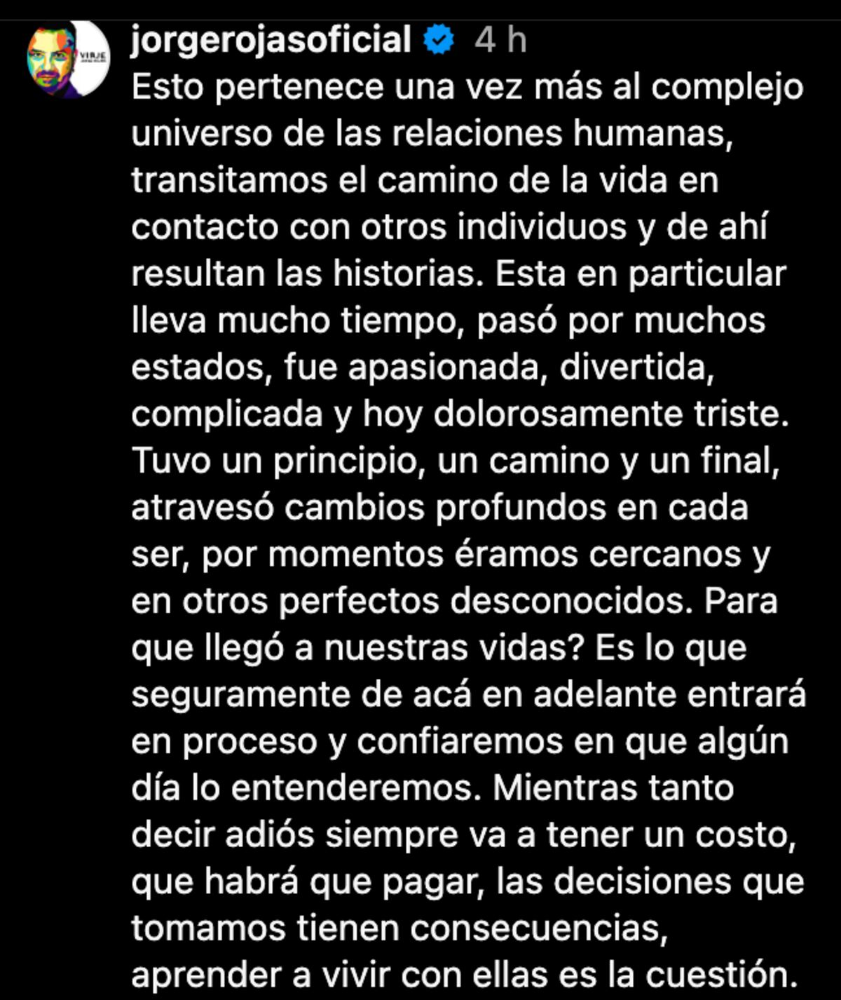 El comunicado de Jorge Rojas luego de que una mujer asegurara haber perdido un embarazo suyo. (Foto: captura de pantalla)