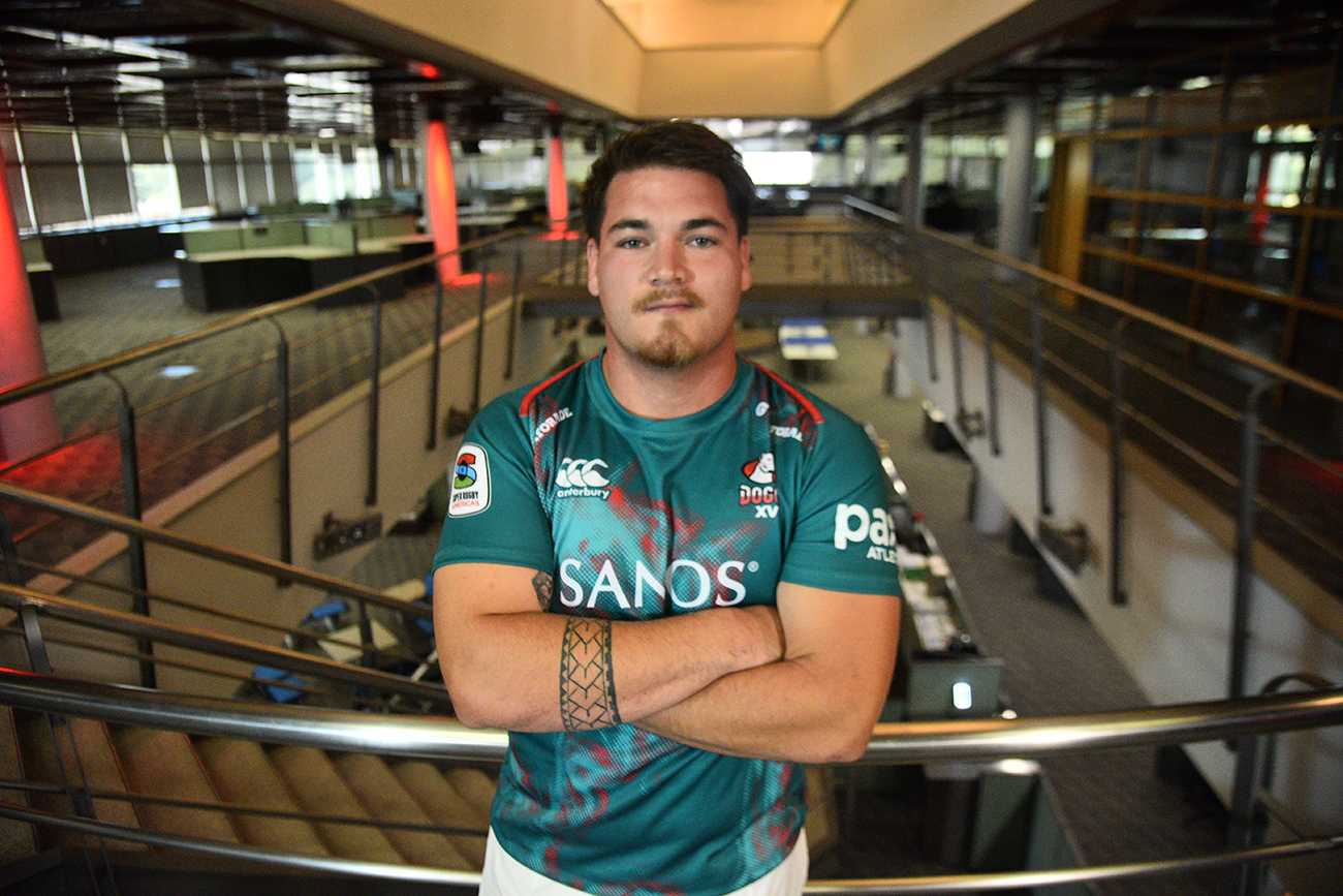 Nicolás Revol Pitt, primera línea de Dogos XV, en el Media Day en La Voz de Dogos XV. (Pedro Castillo / La Voz)