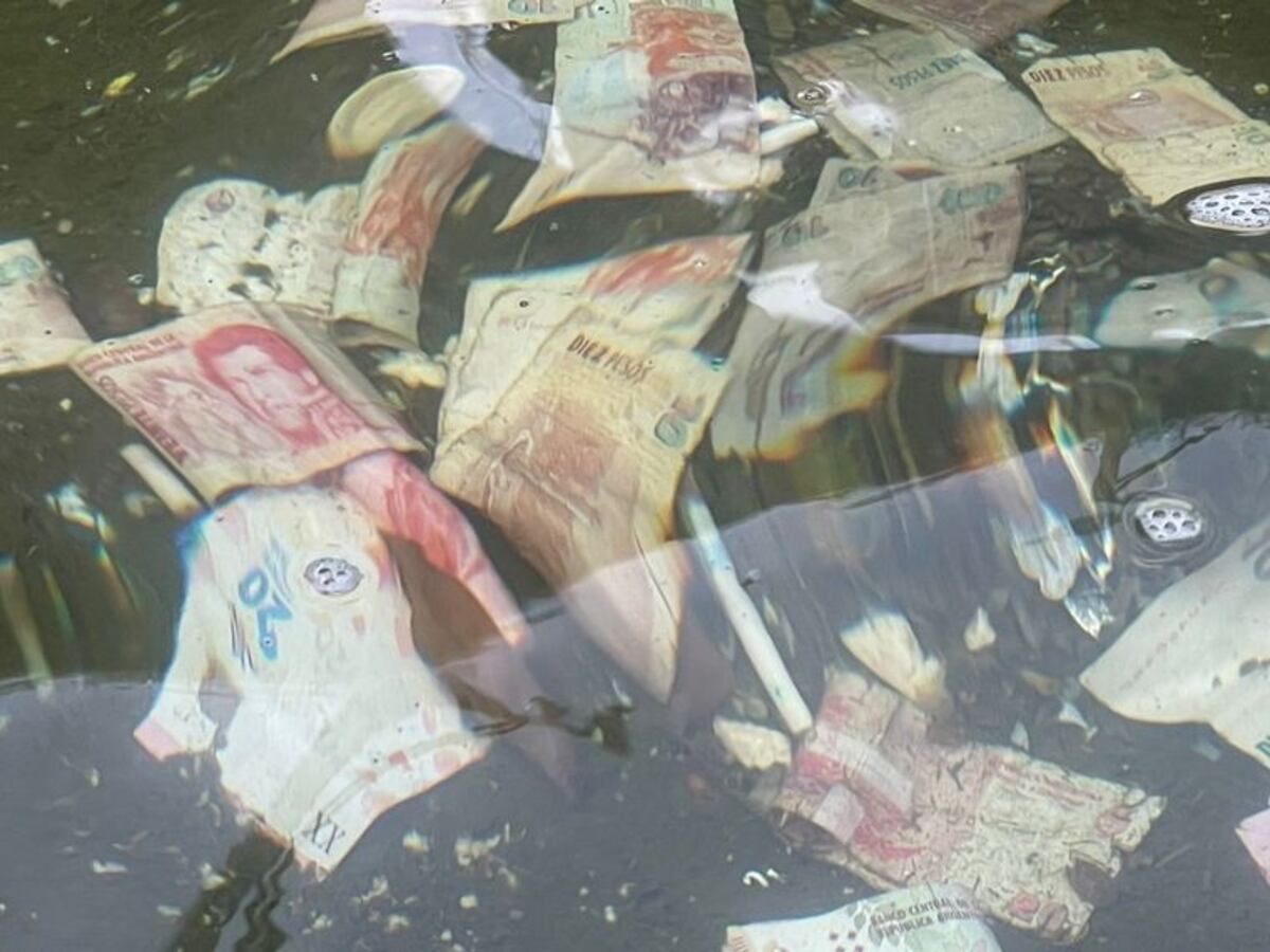 La clásica costumbre de lanzar una moneda a la fuente se modernizó a un país con inflación: ahora son billetes. (Cadena 3)