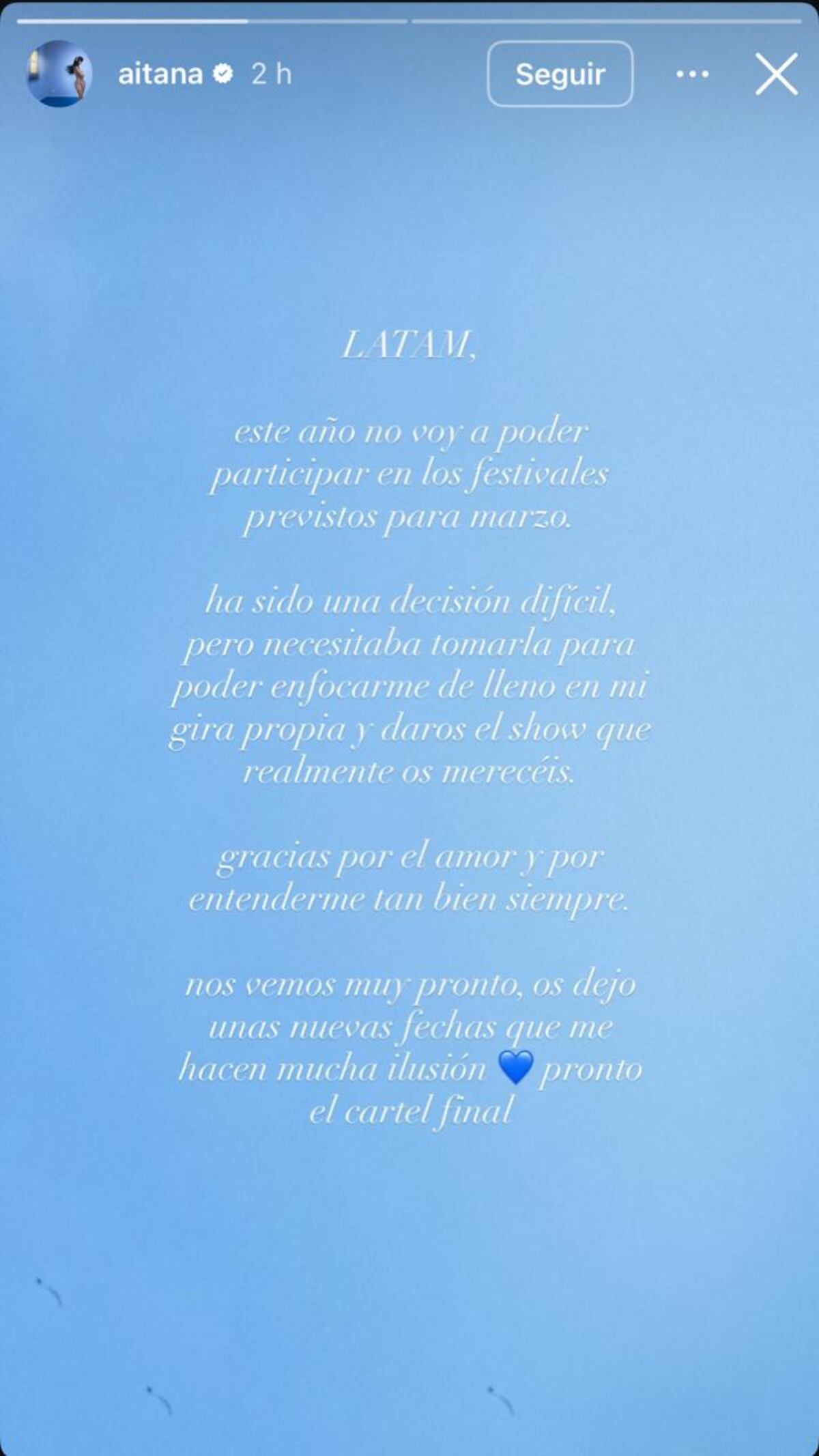 Comunicado de Aitana.