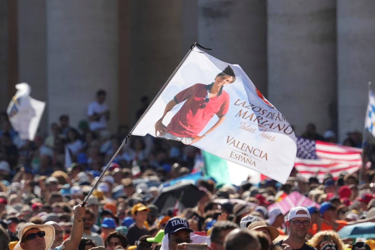 Misa de canonización de Carlo Acutis y Pier Giorgio Frassati en la Plaza de San Pedro del Vaticano, el domingo 7 de septiembre de 2025. (AP)