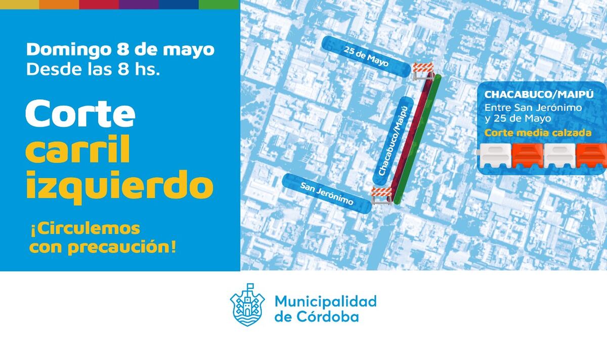 Córdoba. Obras en el Centro este domingo (Municipalidad).
