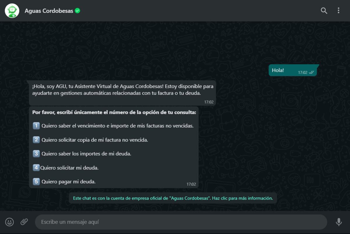 : Agu permite realizar diferentes gestiones sin salir de casa ni hacer largas filas. Foto: Aguas Cordobesas