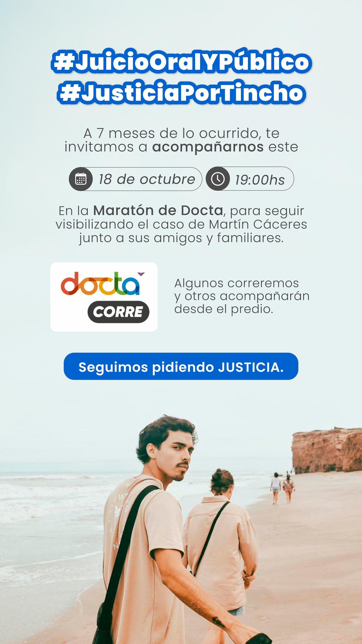 Docta Corre: la convocatoria masiva de amigos para acompañar a Martín Cáceres e impulsar la causa judicial