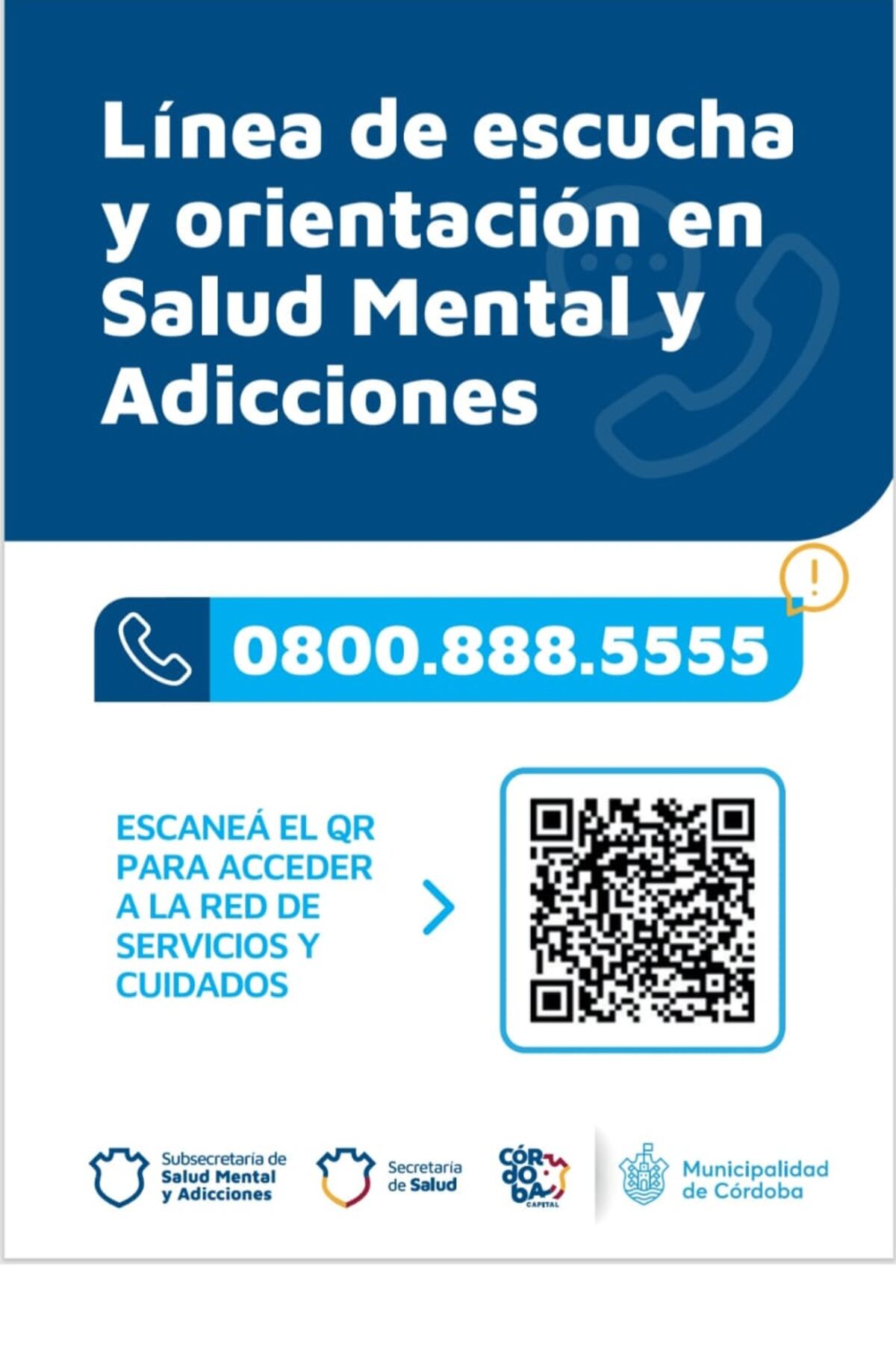 Línea de escucha y orientación en Salud Mental y Adicciones.