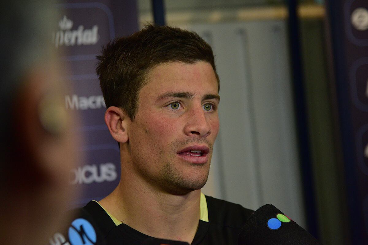 Bautista Delguy, jugador de Los Pumas, tras el entrenamiento en el Kempes. (Pedro Castillo / La Voz)