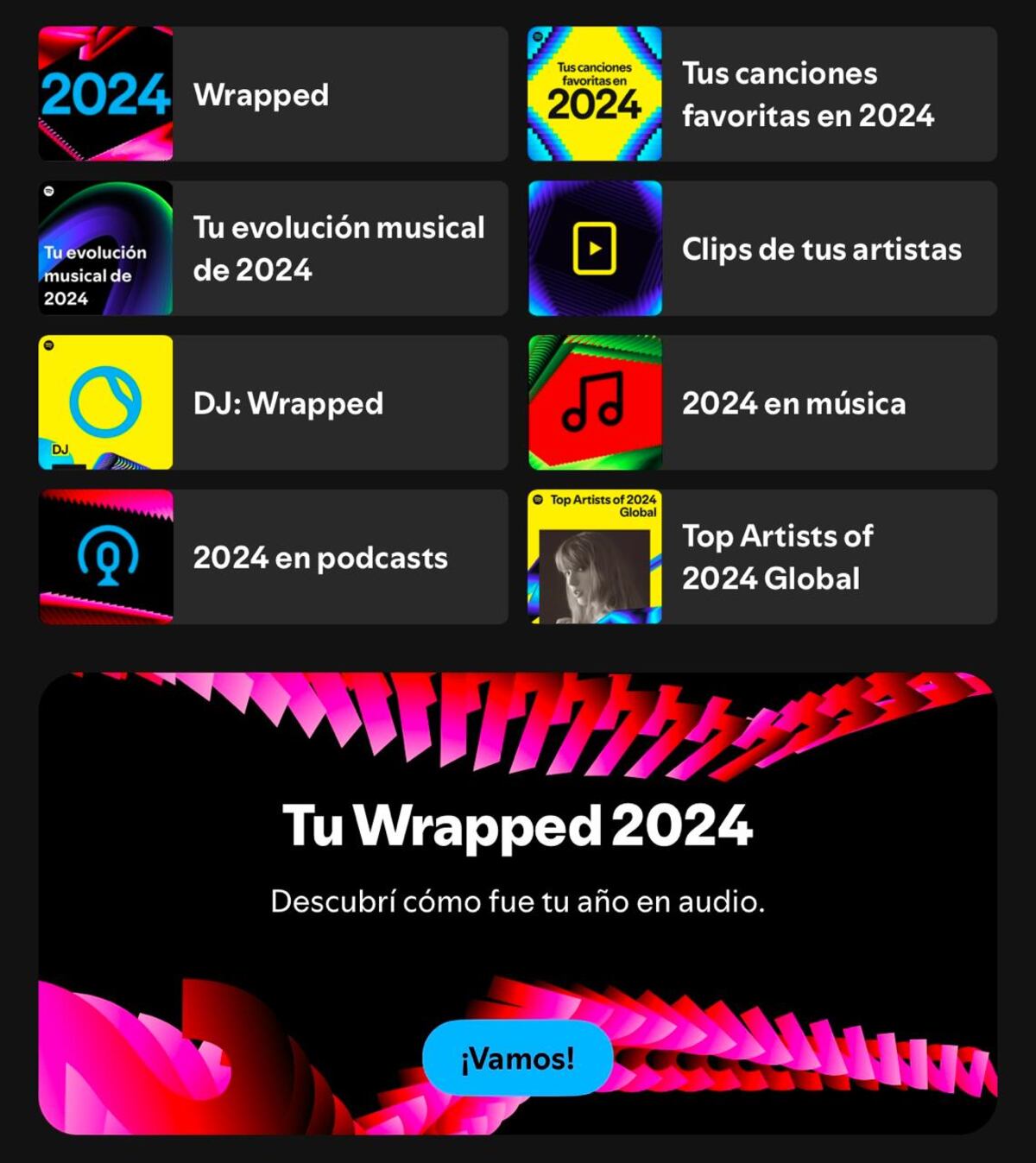 El diseño y las playlists del Spotify Wrapped incorporan inteligencia artificial. Foto: Spotify.