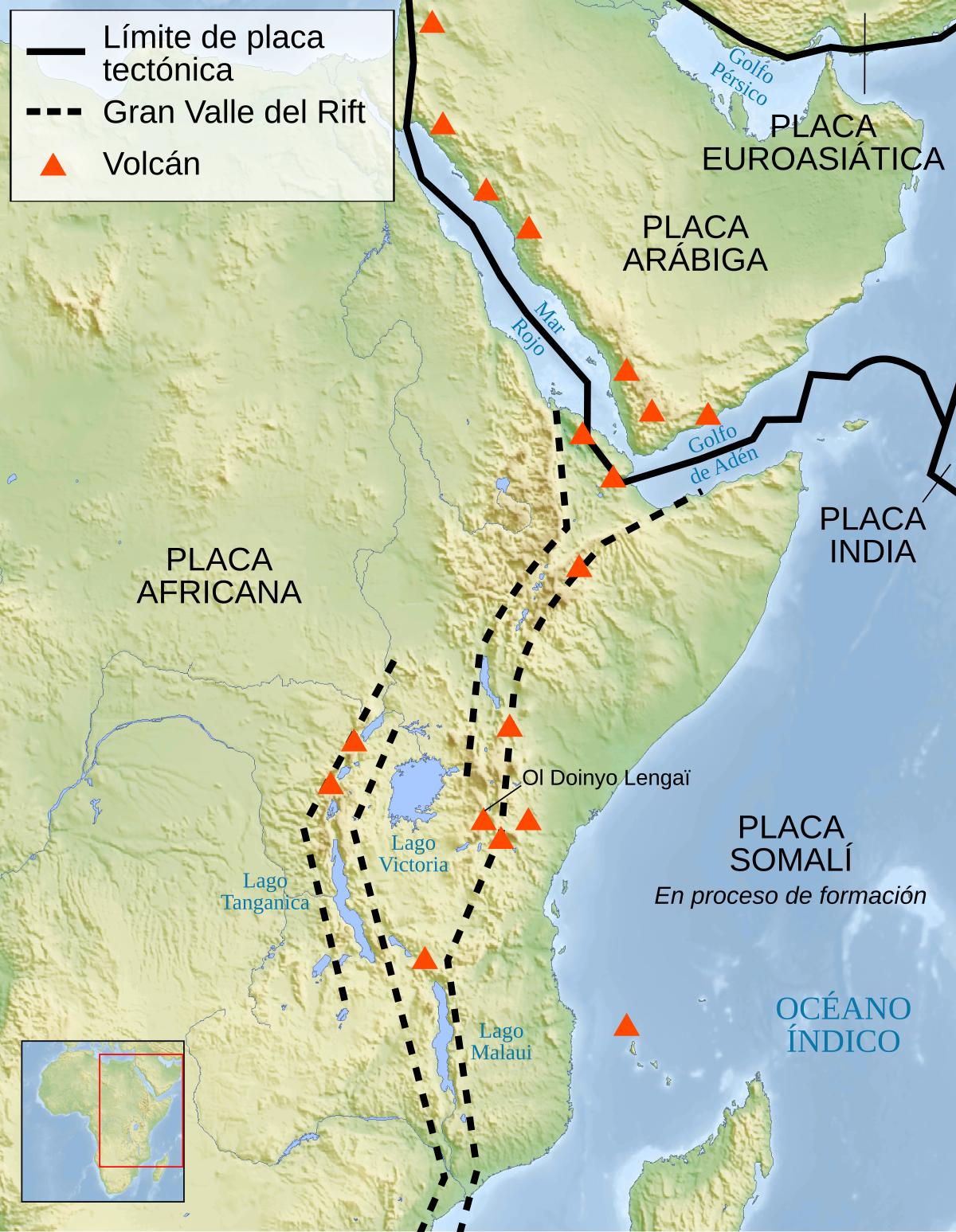 Mapa del este africano. (Vikidia)