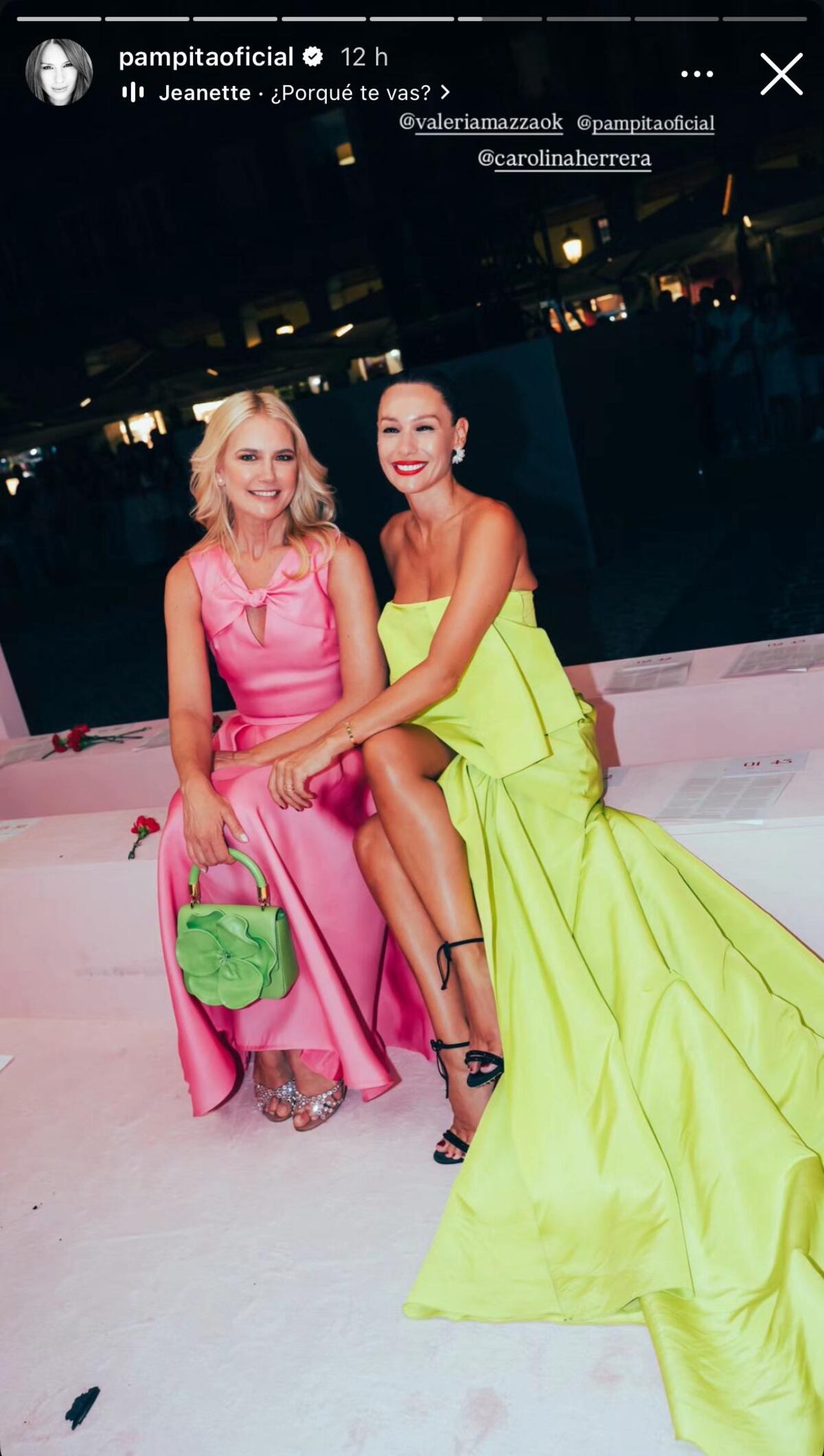 Pampita y Valeria Mazza en el desfile de Carolina Herrera en Madrid (Instagram de Pampita)