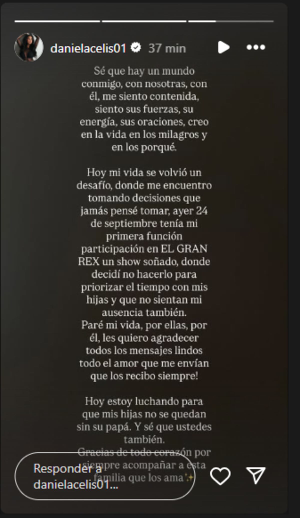 El mensaje de Daniela Celis sobre el estado de salud de Thiago Medina