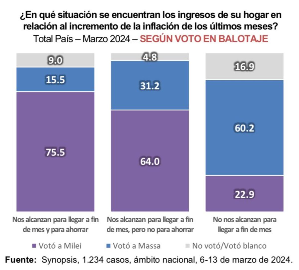 Encuesta de Synopsis 2024: base socioeconómica del apoyo a Javier Milei. (Synopsis)