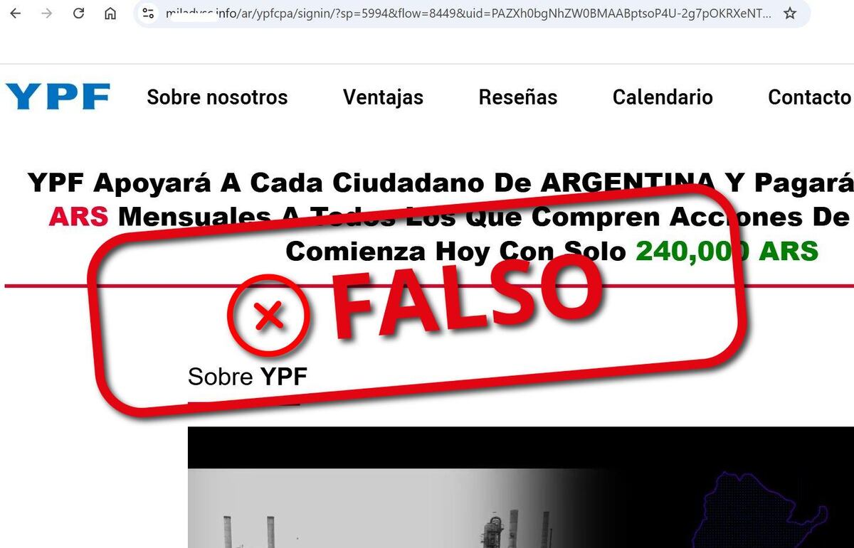 Uno de los sitios apócrifos. Los estafadores simulan páginas de medios de comunicación nacionales para cometer fraude.