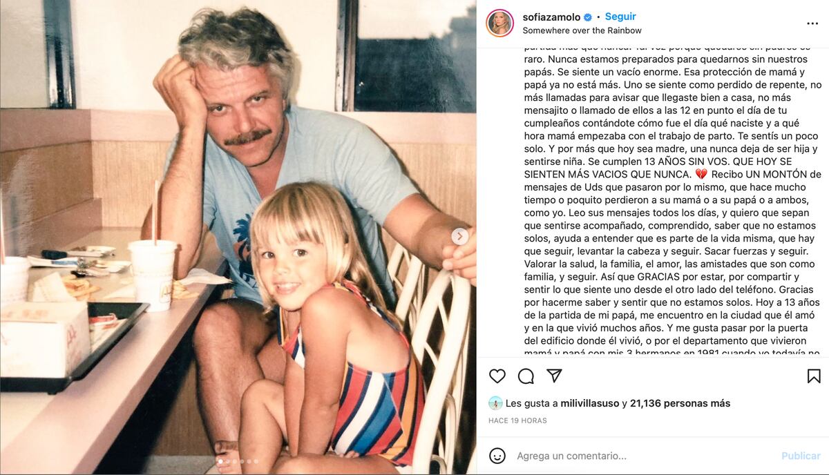 Sofía Zámolo recordó a su padre en un nuevo aniversario de su muerte.