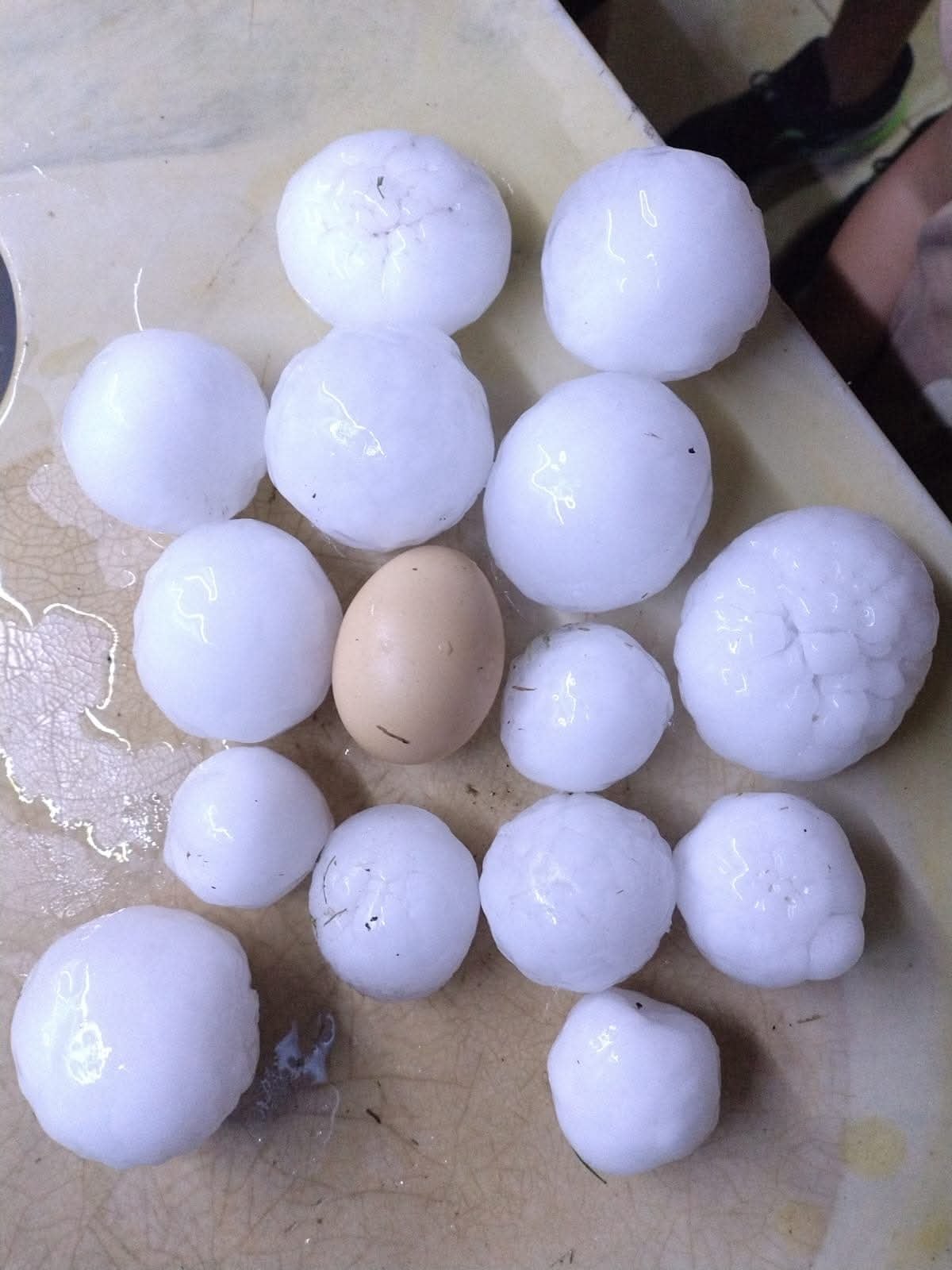 Granizo de gran tamaño en la zona de Bulnes. (Gentileza)