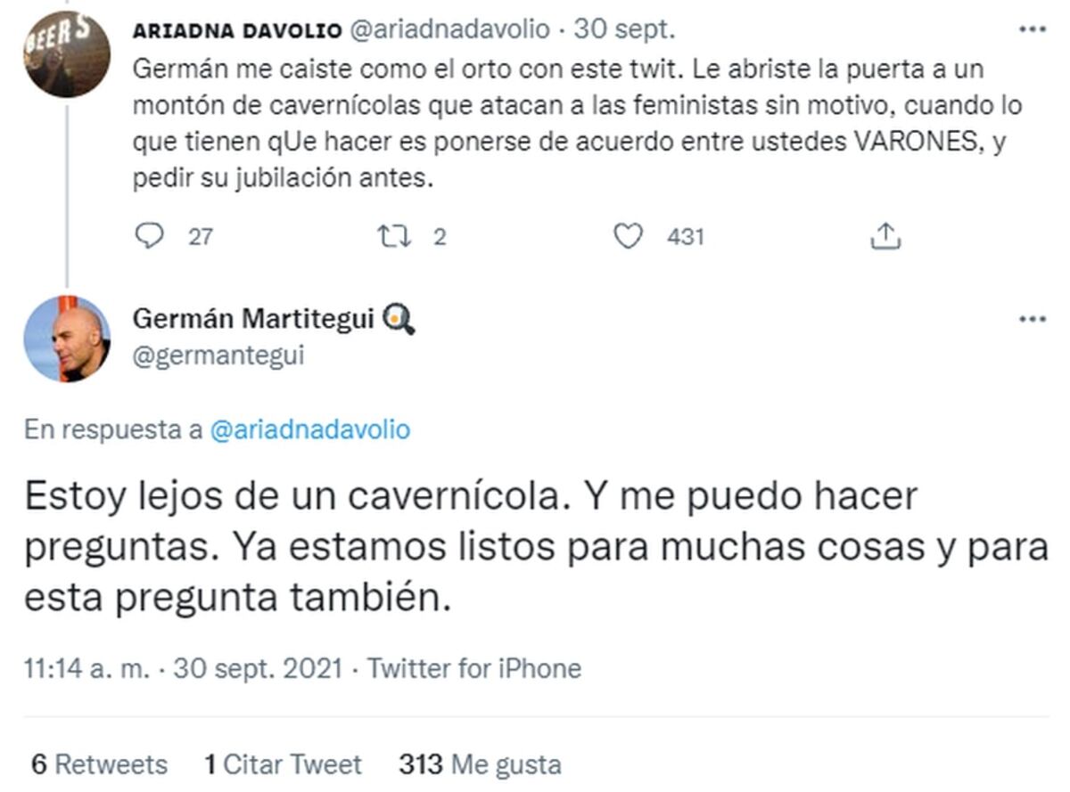 Germán Martitegui generó polémica en Twitter al preguntarse porqué las mujeres se jubilan antes que los hombres