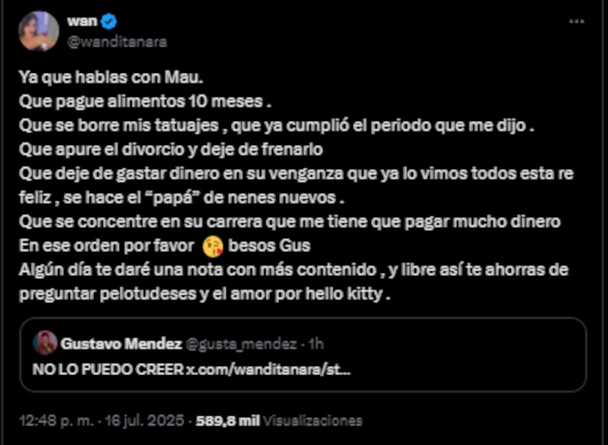 Wanda Nara apuntó contra el periodista que entrevista a la China Suárez