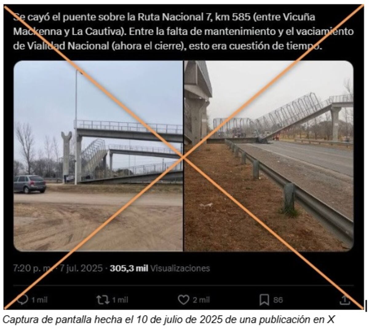 Vicuña Mackenna. La publicación que circuló en redes sociales.
