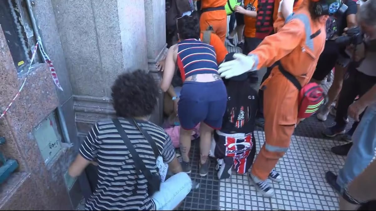 Incidentes en la marcha al Congreso hay empujones e insultos entre manifestantes y la Policía. (Gentileza)