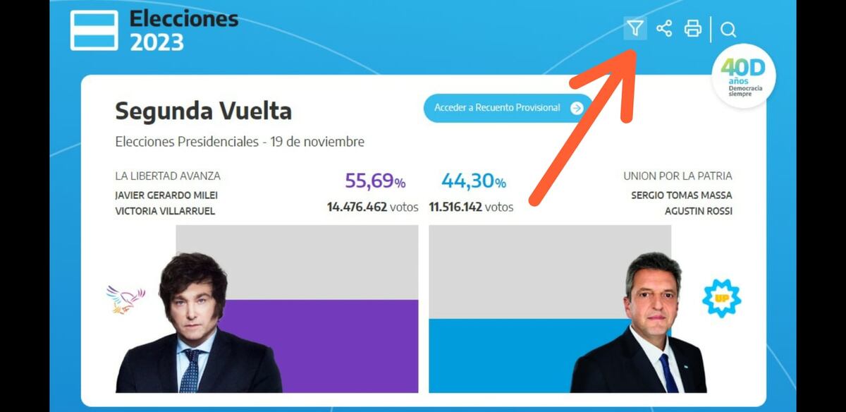 Ícono que hay que tocar para buscar por mesa.