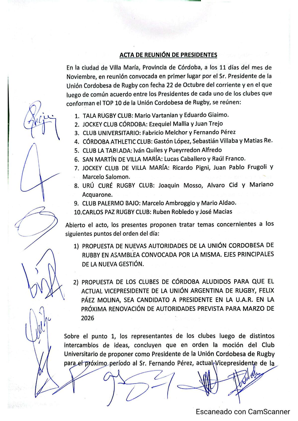 Félix Páez Molina recibió el apoyo unánime de los clubes cordobeses para ser presidente de la UAR