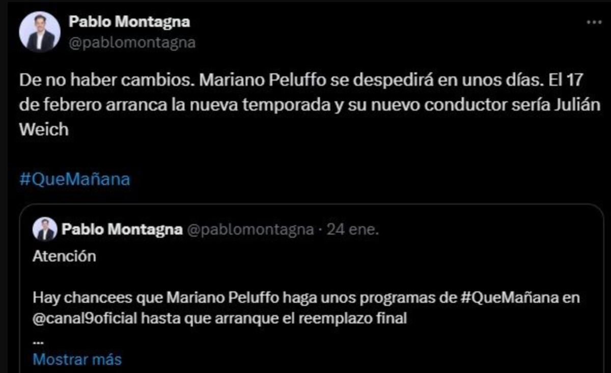 Pablo Montagna contó que Julián Weich será el conductor de "Qué mañana!". (Foto: captura de pantalla)