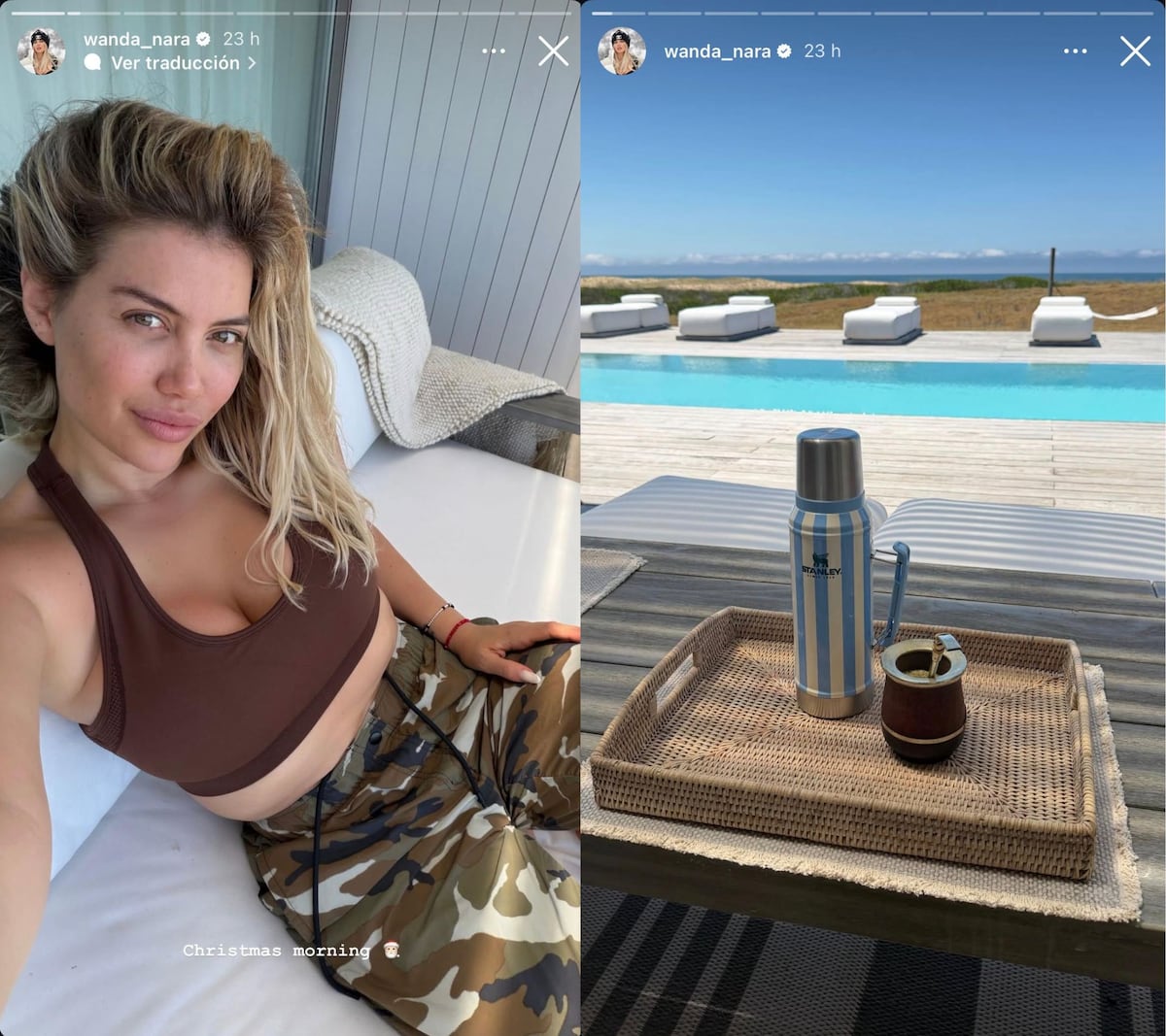 Las fotos que compartió Wanda Nara en sus historias de Instagram en Nochebuena (Captura de pantalla)