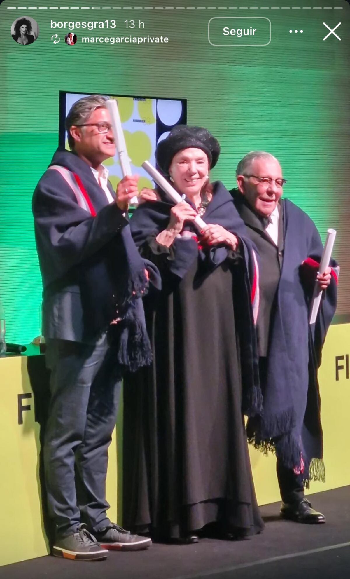 Graciela Borges, Juan Gatti y Asif Kapadia. Doctores Honoris Causa de la UBA (Captura de pantalla)