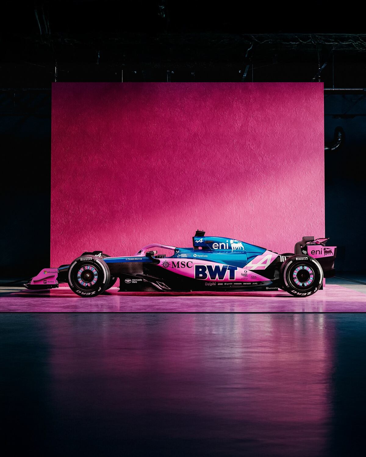 Alpine sorprende con un diseño rosa y temática de casino para el GP de Las Vegas. (Prensa Alpine).