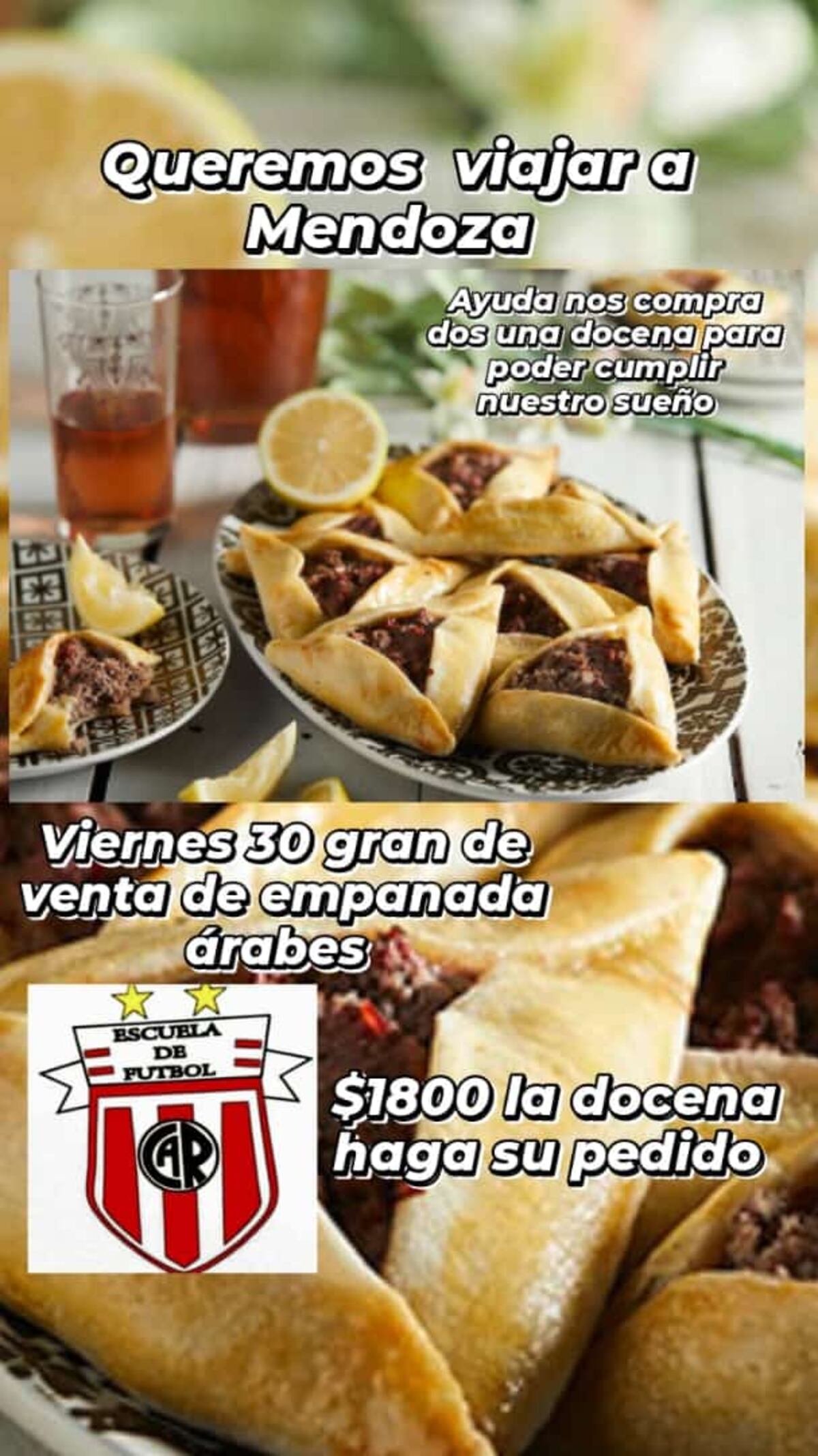 Una escuela de fútbol de Villa Rivera Indarte hace una venta de empanadas