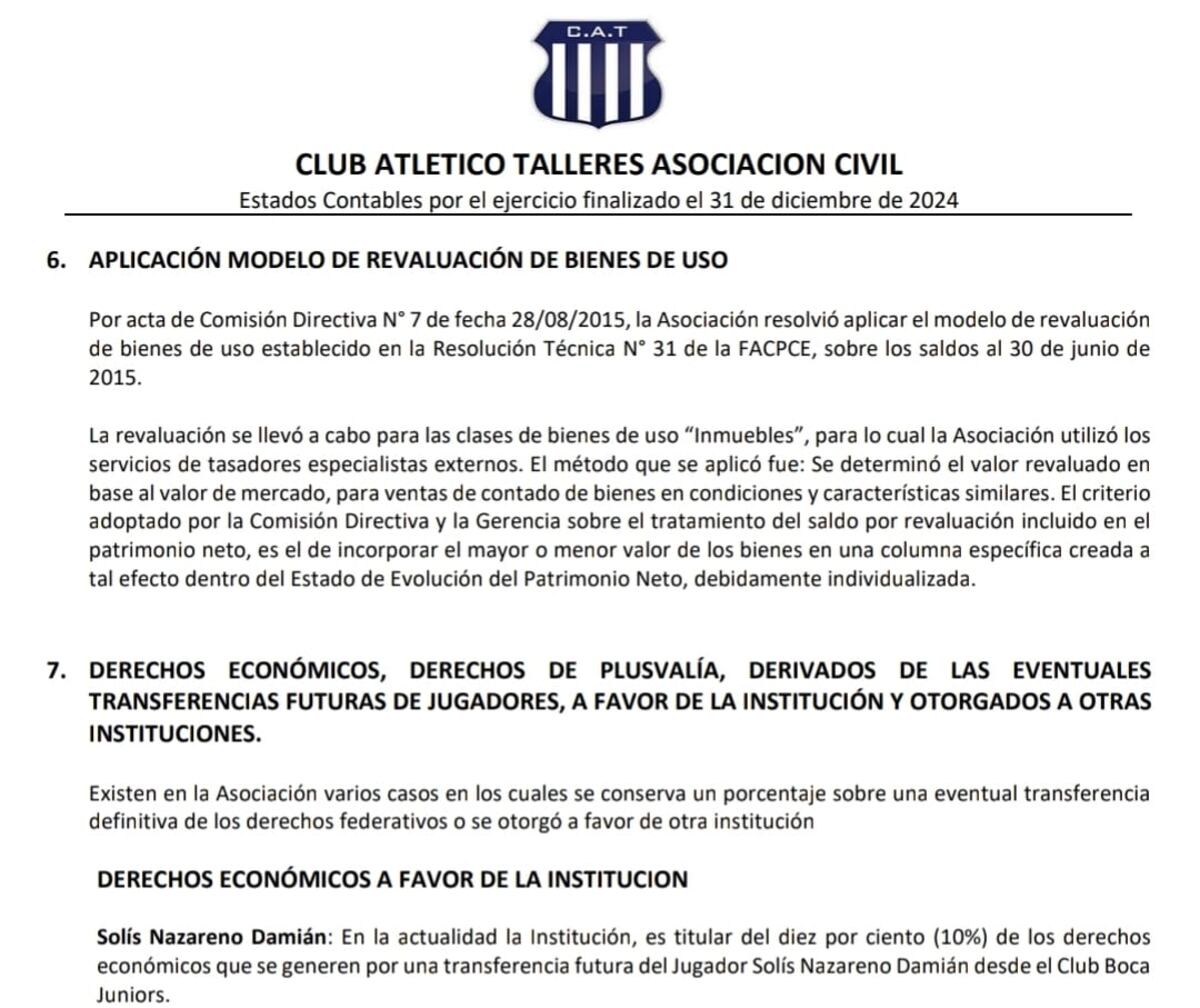 El10 por ciento del pase de Solís que es de Talleres.