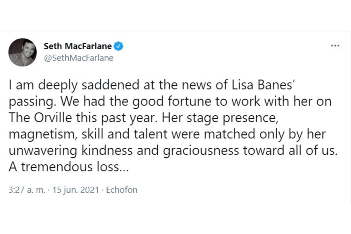 Seth MacFarlane tuiteó recordando a Lisa Banes.