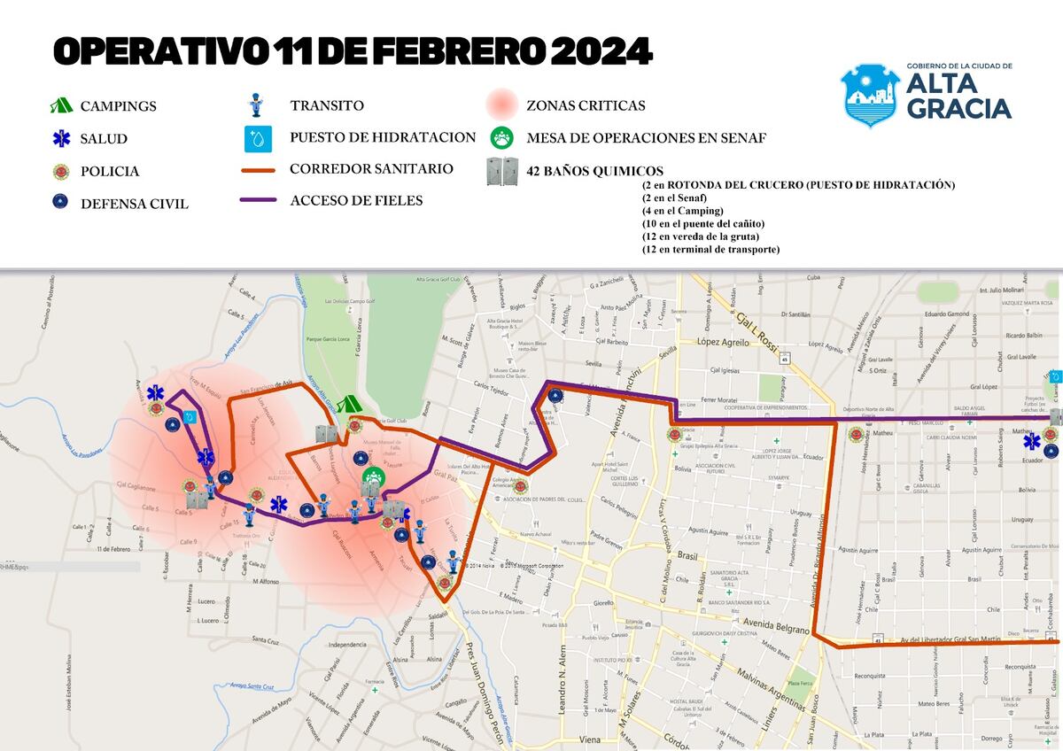 Virgen de Lourdes: el operativo previsto para el 11 de febrero (Municipalidad de Alta Gracia).