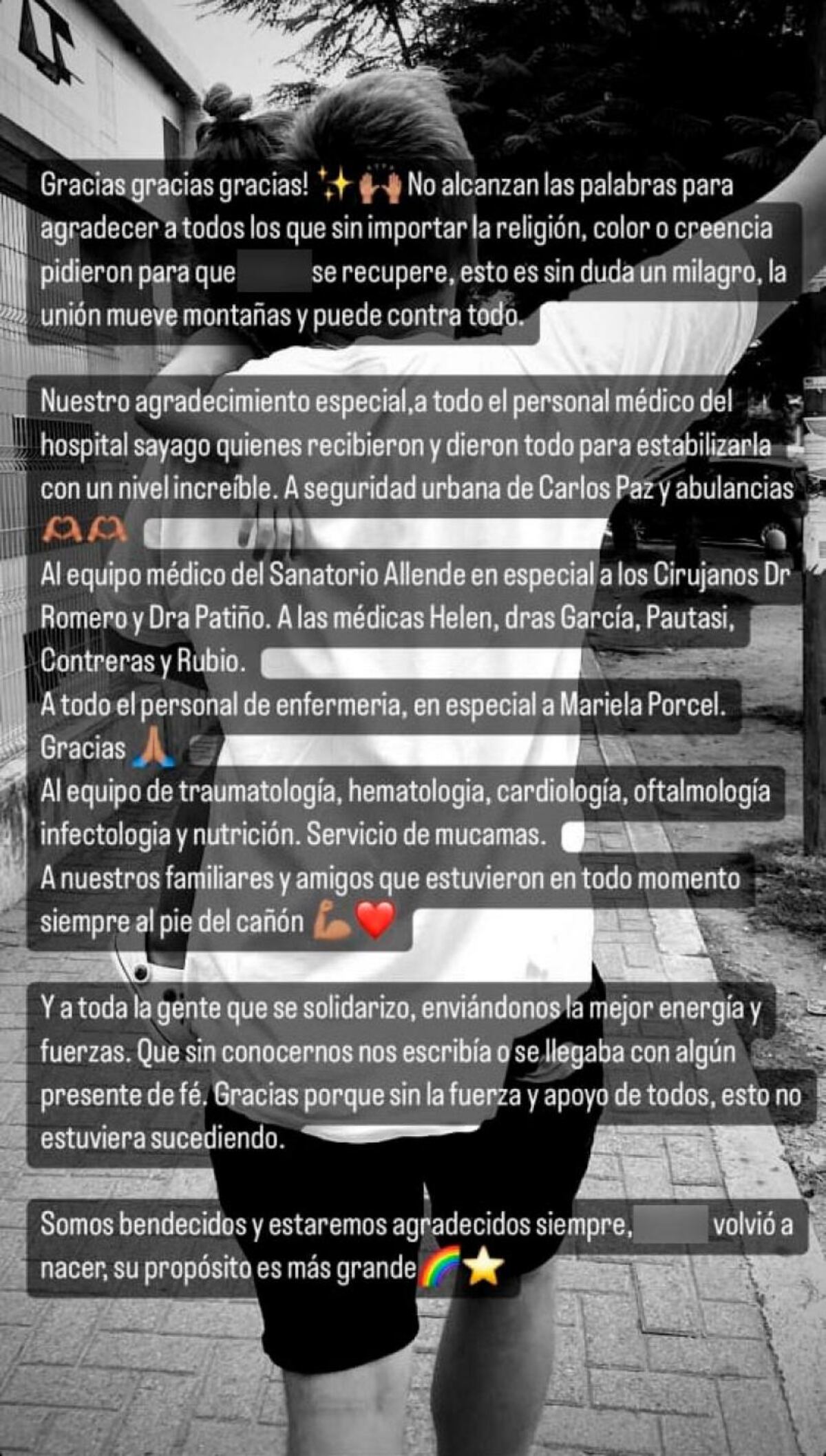 El conmovedor posteo en redes sociales de la mamá de la pequeña de Carlos Paz que cayó de un quinto piso y se recuperó.