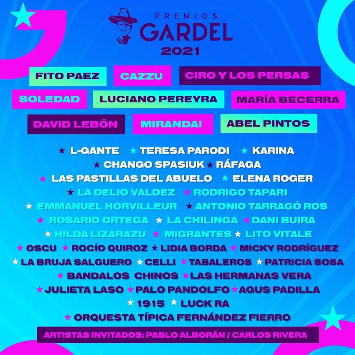 La edición 2021 de los Premios Gardel tendrá un numeroso grupo de participantes. (Capif)