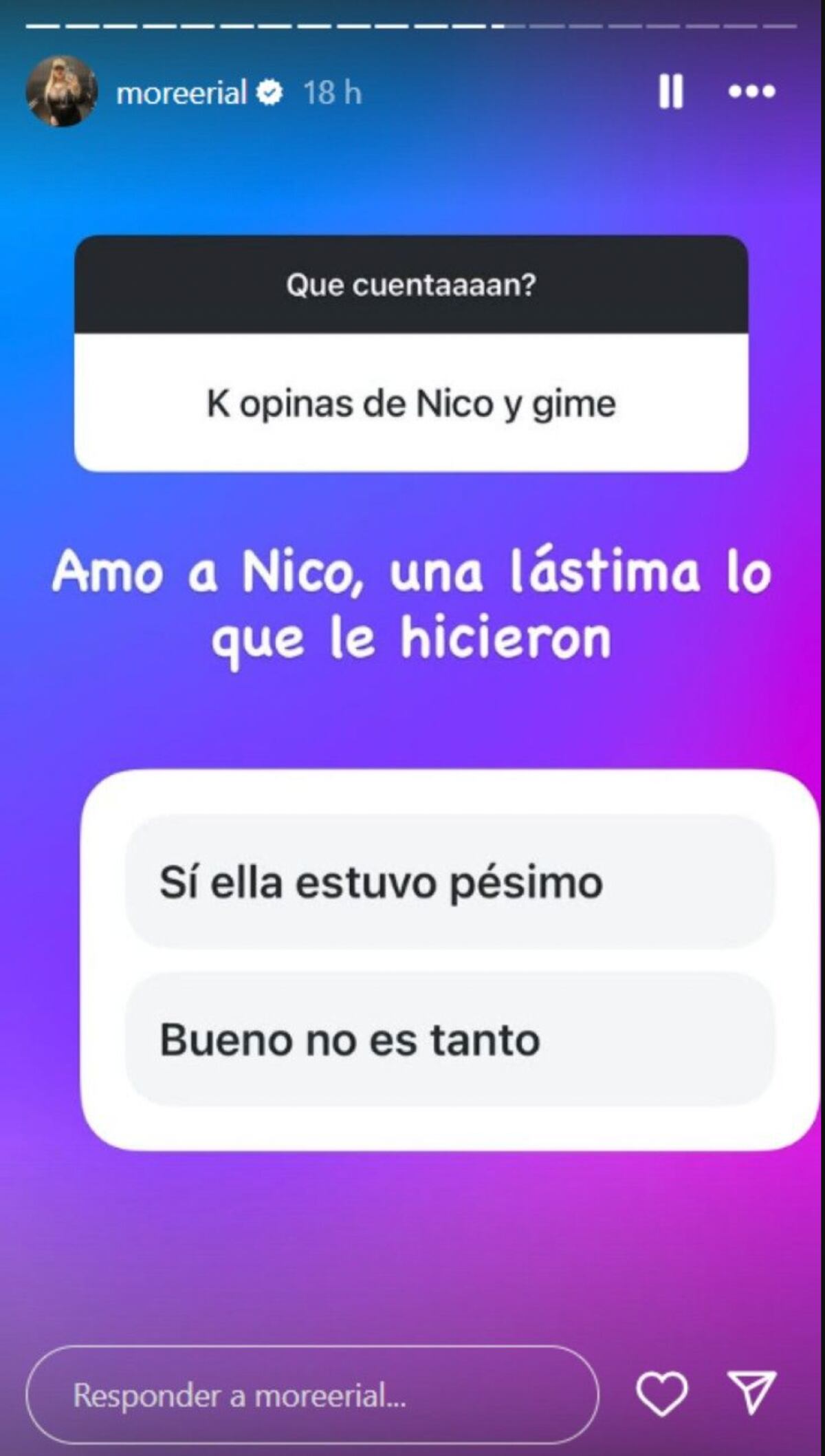 Las historias de More Rial sobre Gime Accardi y Nico Veazquez. (Foto: captura de pantalla)