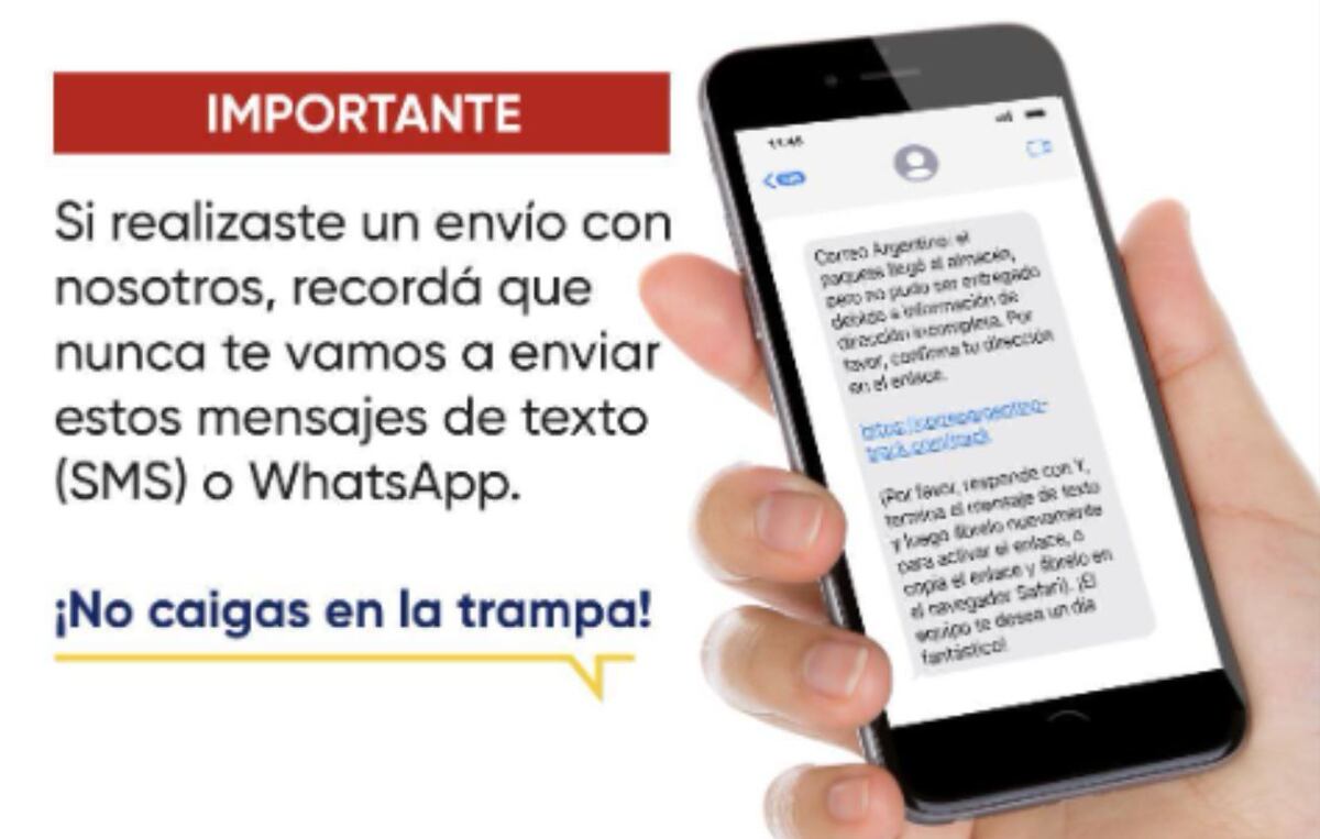 "¡No hagas clic en enlaces maliciosos. ¡No caigas en la trampa!": el mensaje de Correo Argentino. (Instagram / Correo Argentino)