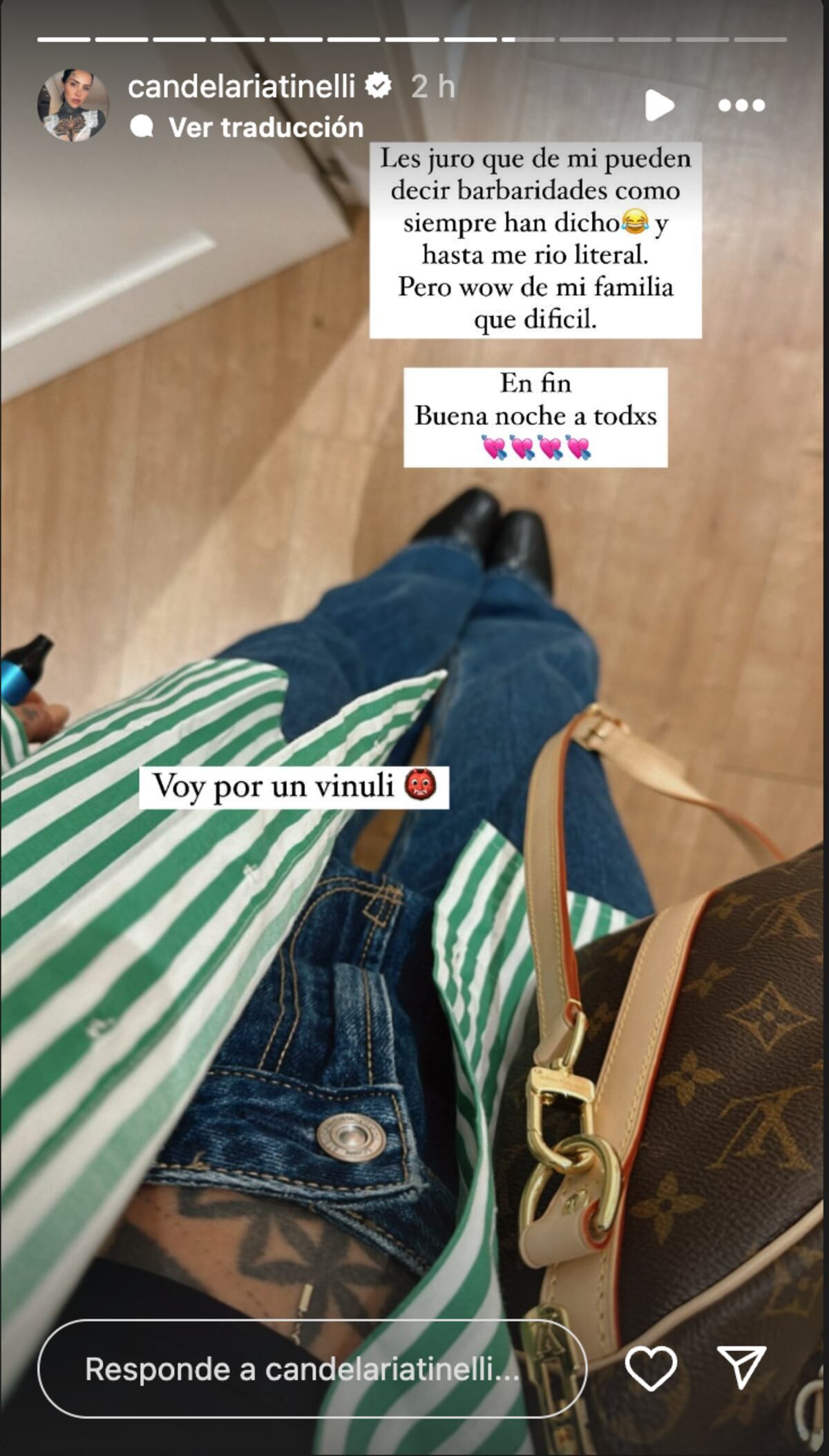 Las historias de Cande Tinelli sobre "Ángel", la canción de Tini que tilda a su padre de traidor. (Fotos: captura de pantalla)