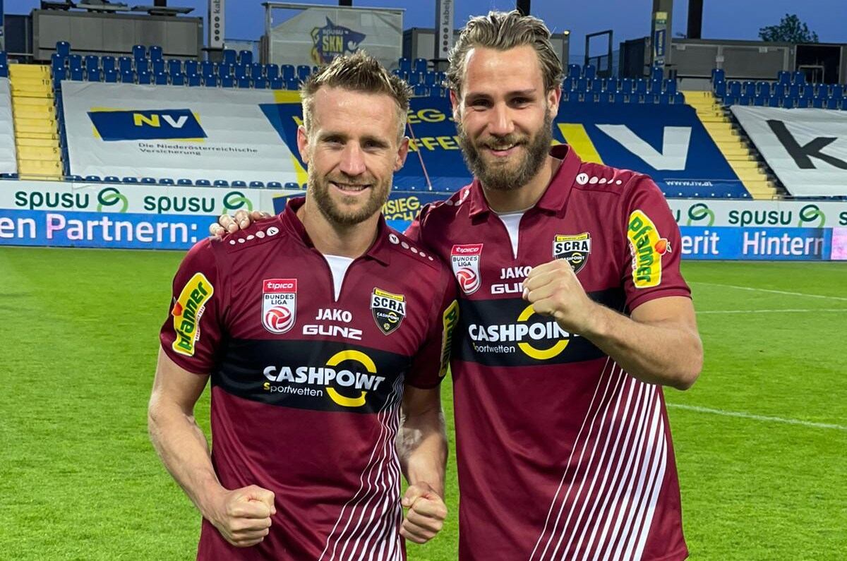 Danilo Carando, el goleador cordobés que marcó un doblete que salvó del descenso a su equipo en Austria. (Gentileza SCR Altach de Austria).