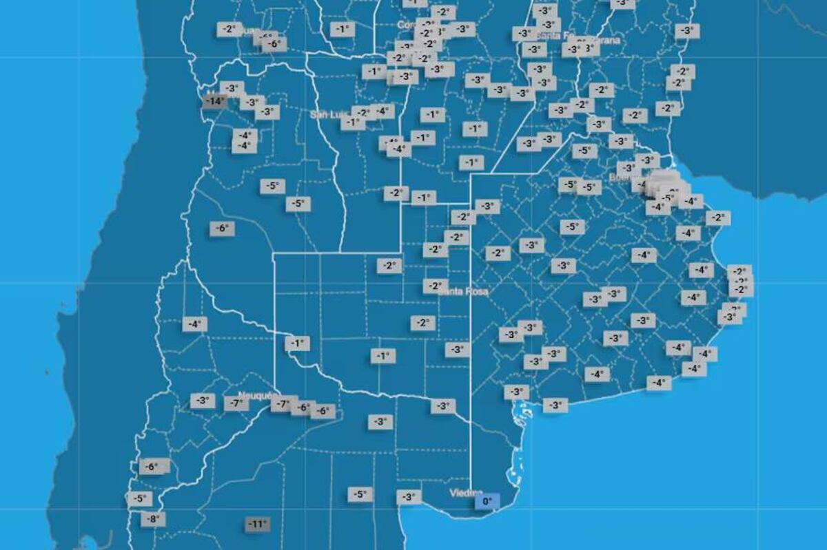 Alertas roja y amarilla por frío extremo en varios puntos de la Argentina.