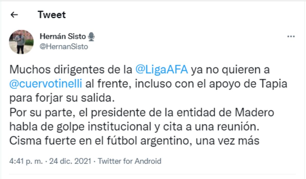 Twitter: Hernán Sisto.