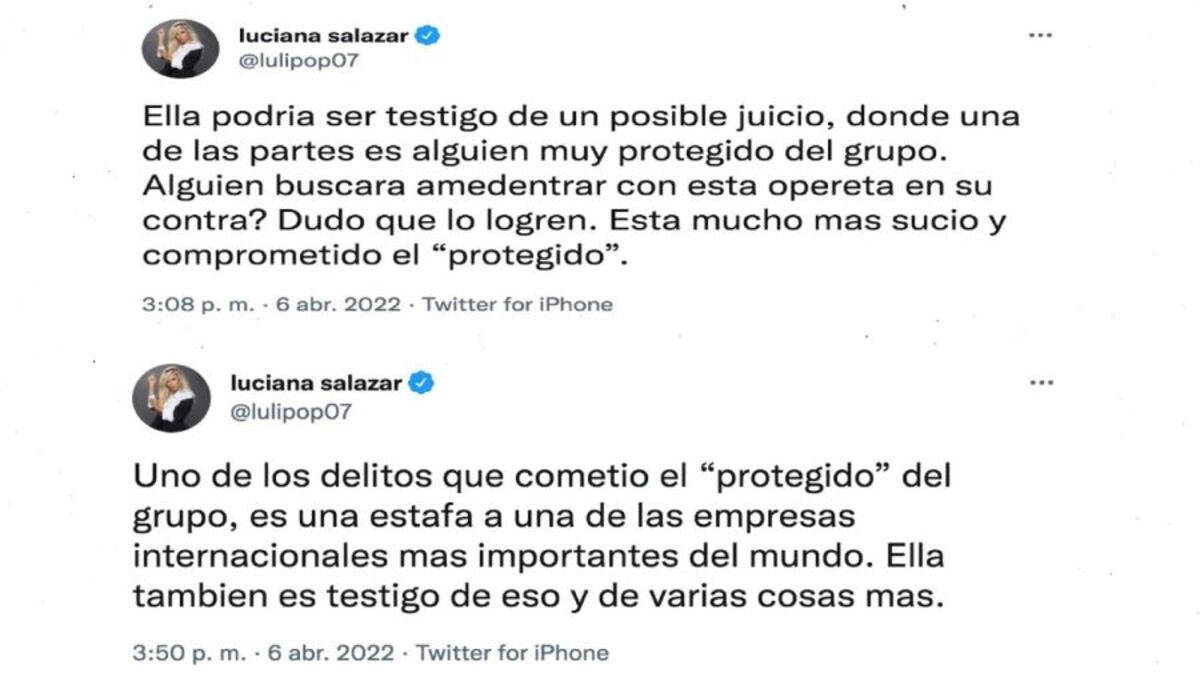 Los tuits de Luciana Salazar sobre la situación de Ana Rosenfeld.