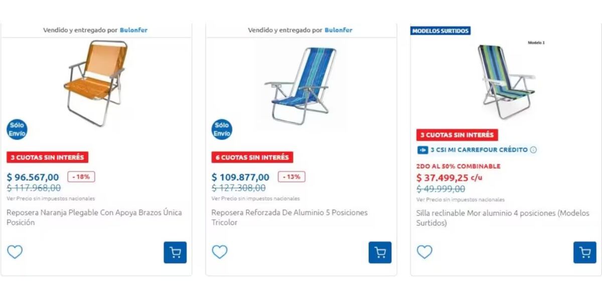 Carrefour lanzó promos especiales de reposeras.
