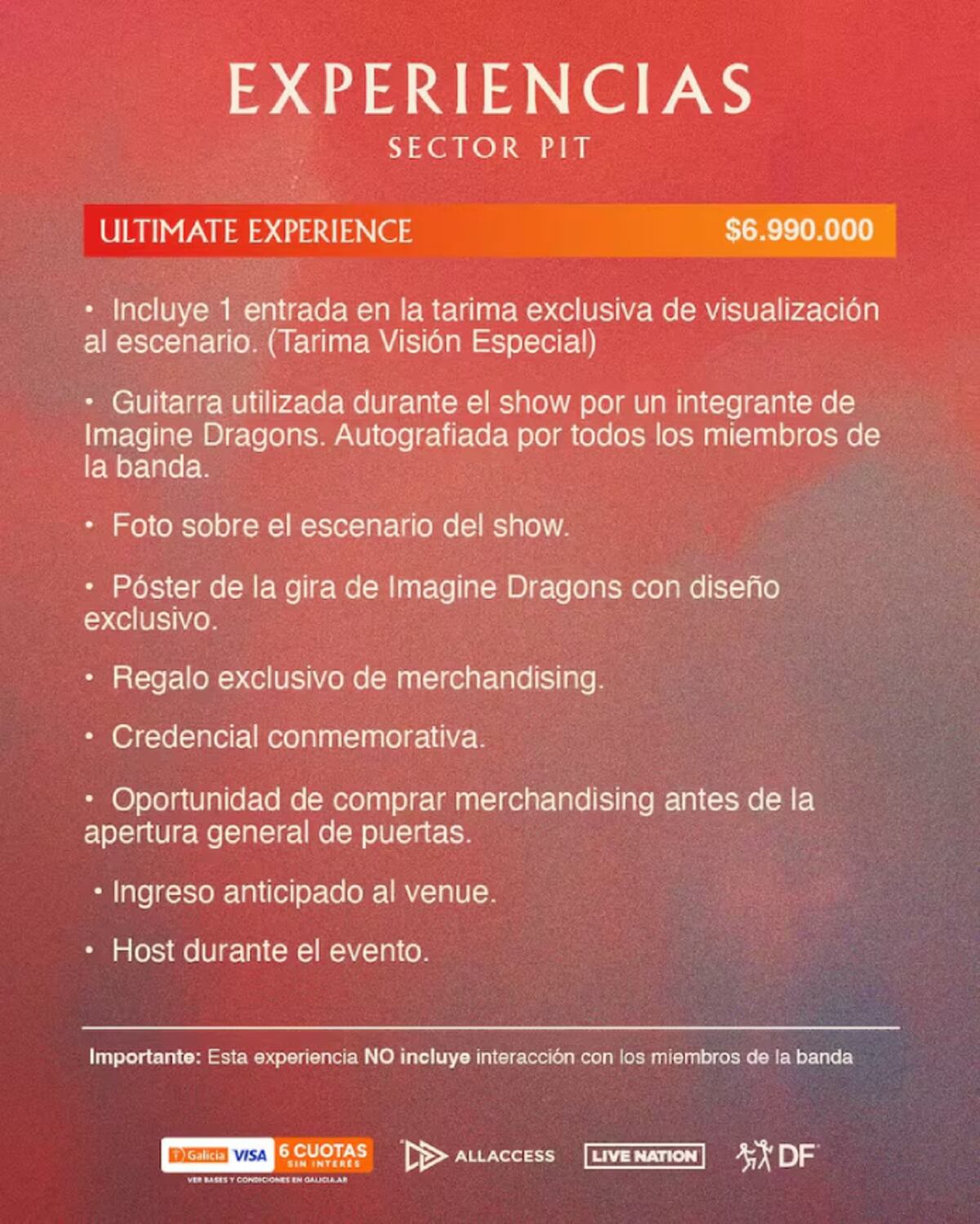 El paquete VIP de Imagine Dragons en Argentina.