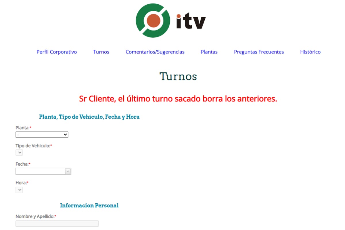 Página oficial de la ITV. (La Voz Chequea)