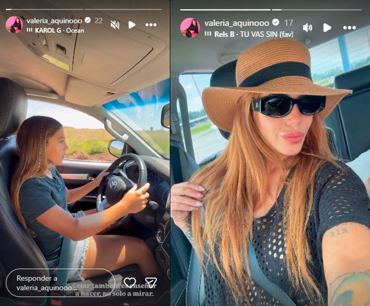 Valeria Aquino mostró a su hija manejando. Foto: captura pantalla Instagram.