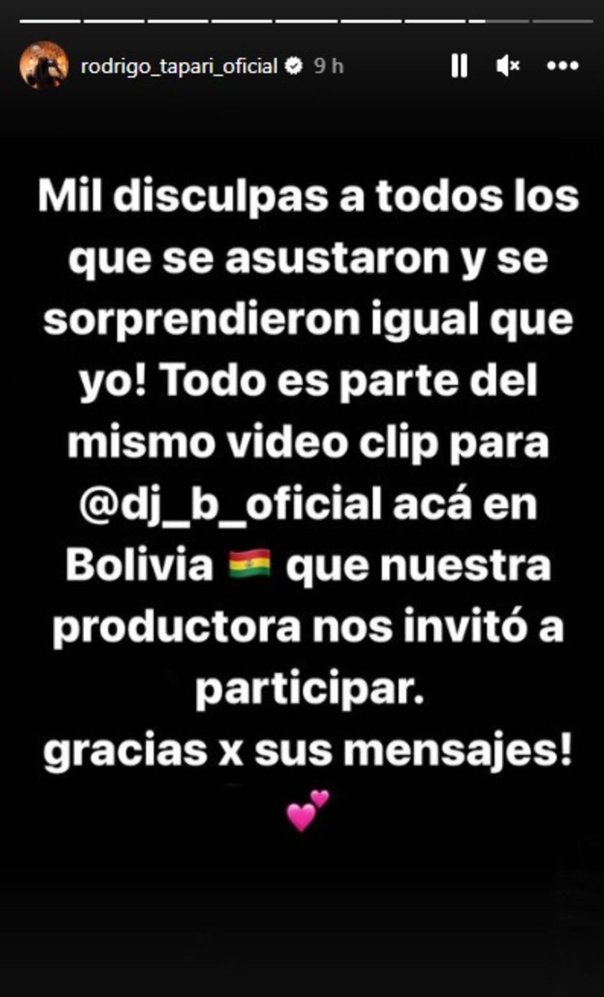 Rodrigo Tapari salió a disculparse por el vivo de Instagram que hizo en Bolivia (Captura de pantalla)