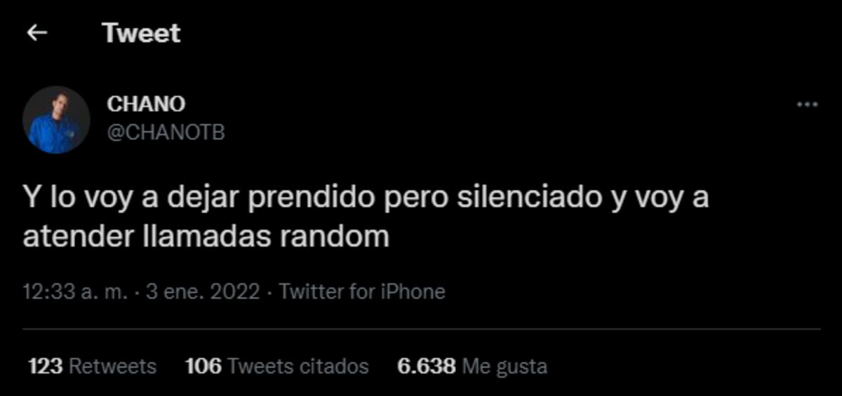Chano es muy activo en Twitter.