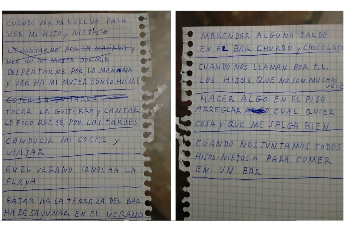 Viral. La lista de 10 cosas que le hacen feliz que escribió el abuelo de Raquel. ( Twitter @raquelmoralss)